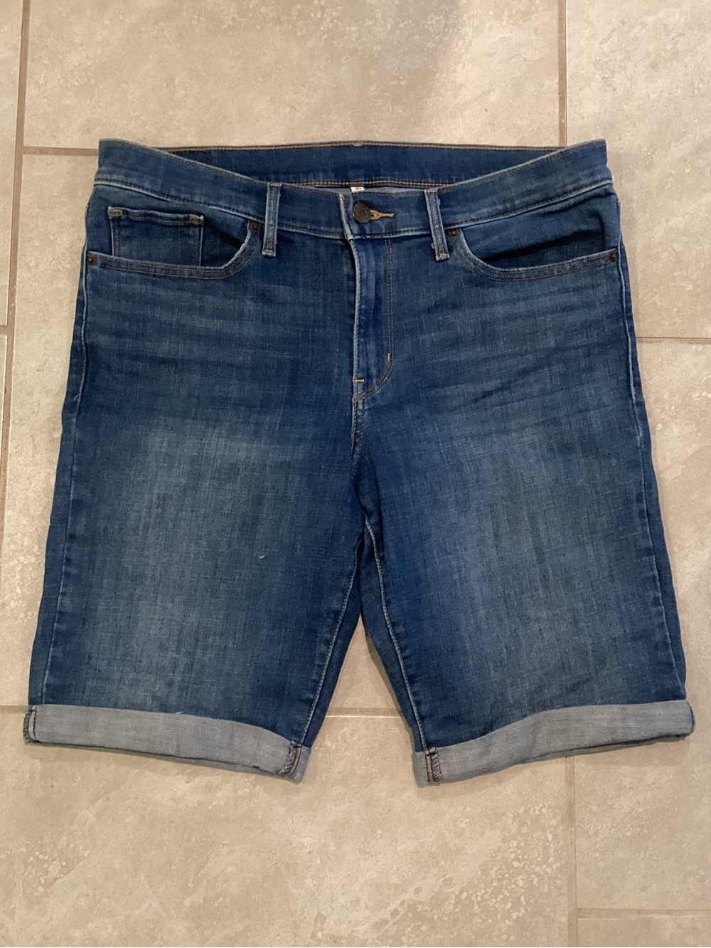 Levi's Men's Dark Blue Cuffed Denim Shorts